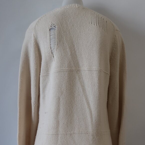 Women Helmut Lang Ivory V-Neck Wool Yak Hair Cashmere Chunky Cardigan Sweater S - Picture 9 of 16